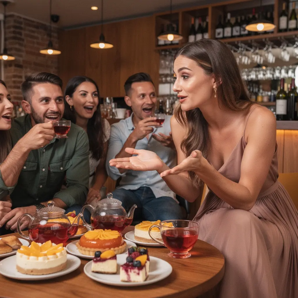 A vérnarancs teához friss gyümölcsök és aromás fűszerek kerültek, színes és ízletes élményt nyújtva.