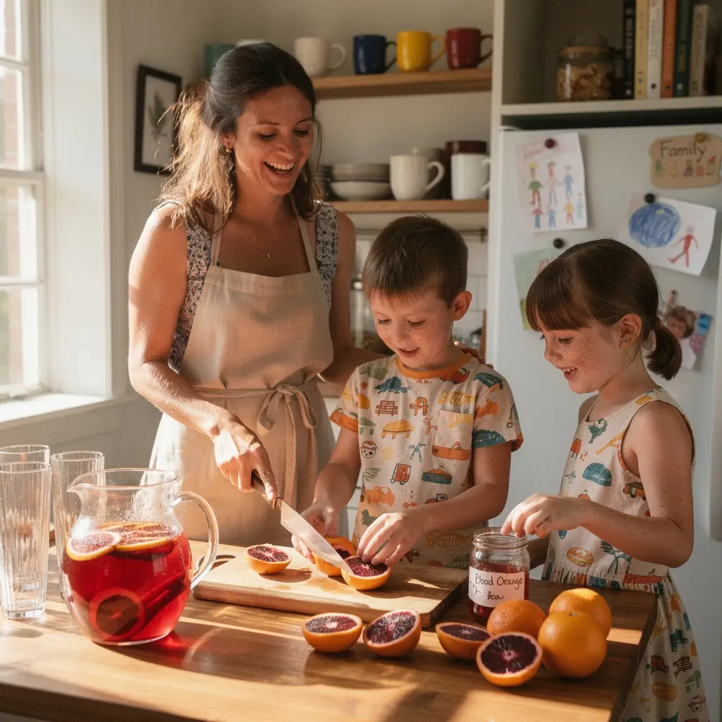 Vérnarancs tea, élénk piros színű, citrusos keverék egy csésze teában.